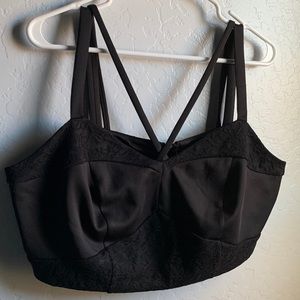 Torrid Black Scuba & Lace Bustier Strappy Top | Torrid Plus Size 1/1X
